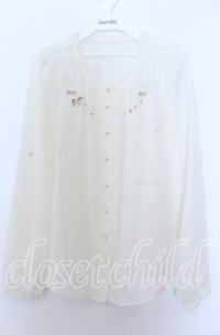 Franche Lippee / おうまさん刺繍シフォンブラウス M キナリ O-25-12-10-038-LO-BL-OW-OS
