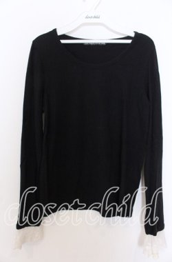 画像1: Jane Marple Dans Le Salon / 袖口レースプルオーバー M クロ O-25-12-10-039-JM-TO-OW-OS