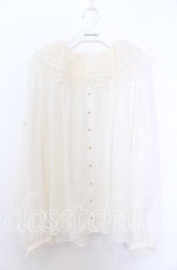 画像1: yukiemon / ボリュームレースカラーブラウス M キナリ O-25-12-10-040-LO-BL-OW-OS