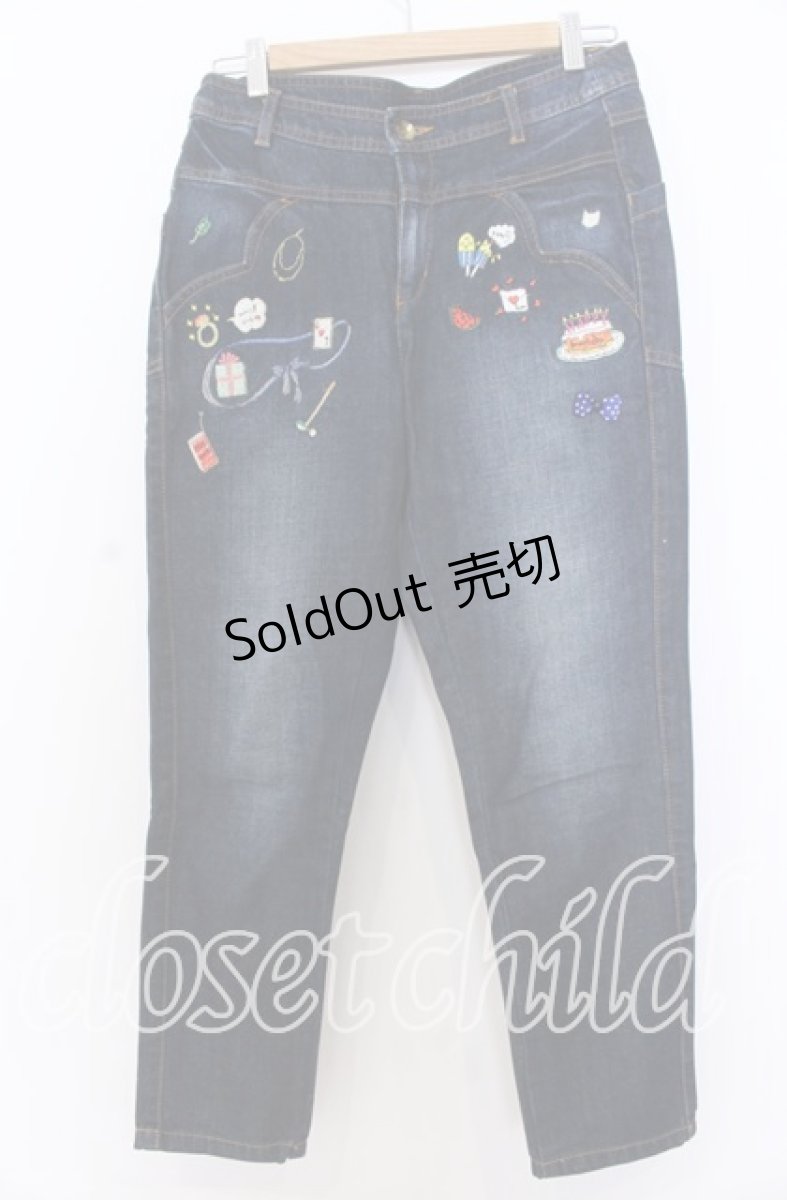 画像1: Franche Lippee / 刺繍入りデニムパンツ S インディゴ O-25-12-10-042-LO-PA-OW-ZT537 (1)