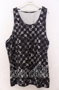 NieR Clothing / 市松総柄ワイドタンクトップ  ブラック O-25-12-10-048-PU-TO-YM-OS