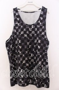 NieR Clothing / 市松総柄ワイドタンクトップ  ブラック O-25-12-10-048-PU-TO-YM-OS