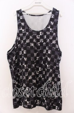 画像1: NieR Clothing / 市松総柄ワイドタンクトップ  ブラック O-25-12-10-048-PU-TO-YM-OS