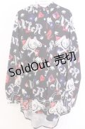 NieR CLOTHING / ニーアちゃん＆トランプ総柄シャツ L ブラック O-25-12-10-049-PU-BL-YM-ZT519