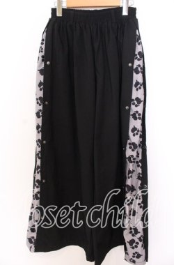 画像1: NieR Clothing / サイドスナップワイドパンツ F ブラック O-25-12-10-055-PU-PA-OW-OS