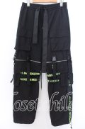 BACKSTAGE PASS / PARACHUTE PANTS2WAY ワイドパンツ F ブラックｘネオングリーン O-25-12-10-057-PU-PA-YM-OS