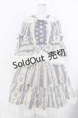 metamorphose / アンティークブーケ姫袖ワンピース  クラシックブルー O-25-12-10-005-ME-OP-IG-OS