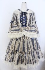 画像1: metamorphose / アンティークブーケ姫袖ワンピース  クラシックブルー O-25-12-10-005-ME-OP-IG-OS (1)