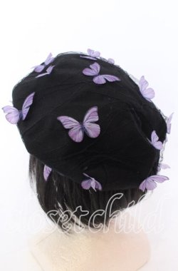 画像2: uf / モルフォ蝶ベレー 58〜59ｃｍ（公式記載） クロ×パープル O-25-12-10-066-EL-AC-OW-OS