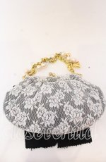 画像2: JESUS DIAMANTE / レースリボンがま口バッグ  クロ×シロ×ゴールド O-25-12-10-073-JE-BG-IG-ZT335 (2)