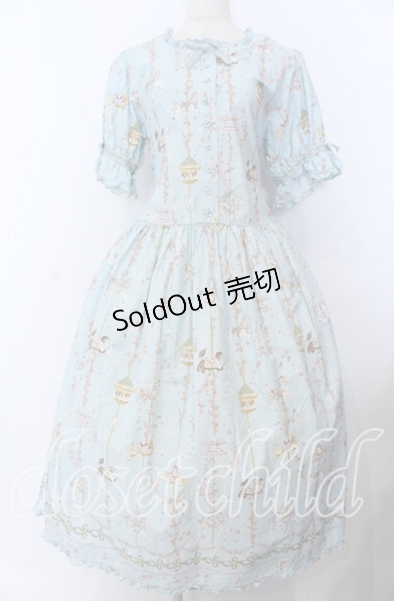 画像1: PINK HOUSE / メリーゴーラウンドプリントミディワンピース  サックス O-25-12-10-006-LO-OP-IG-OS (1)