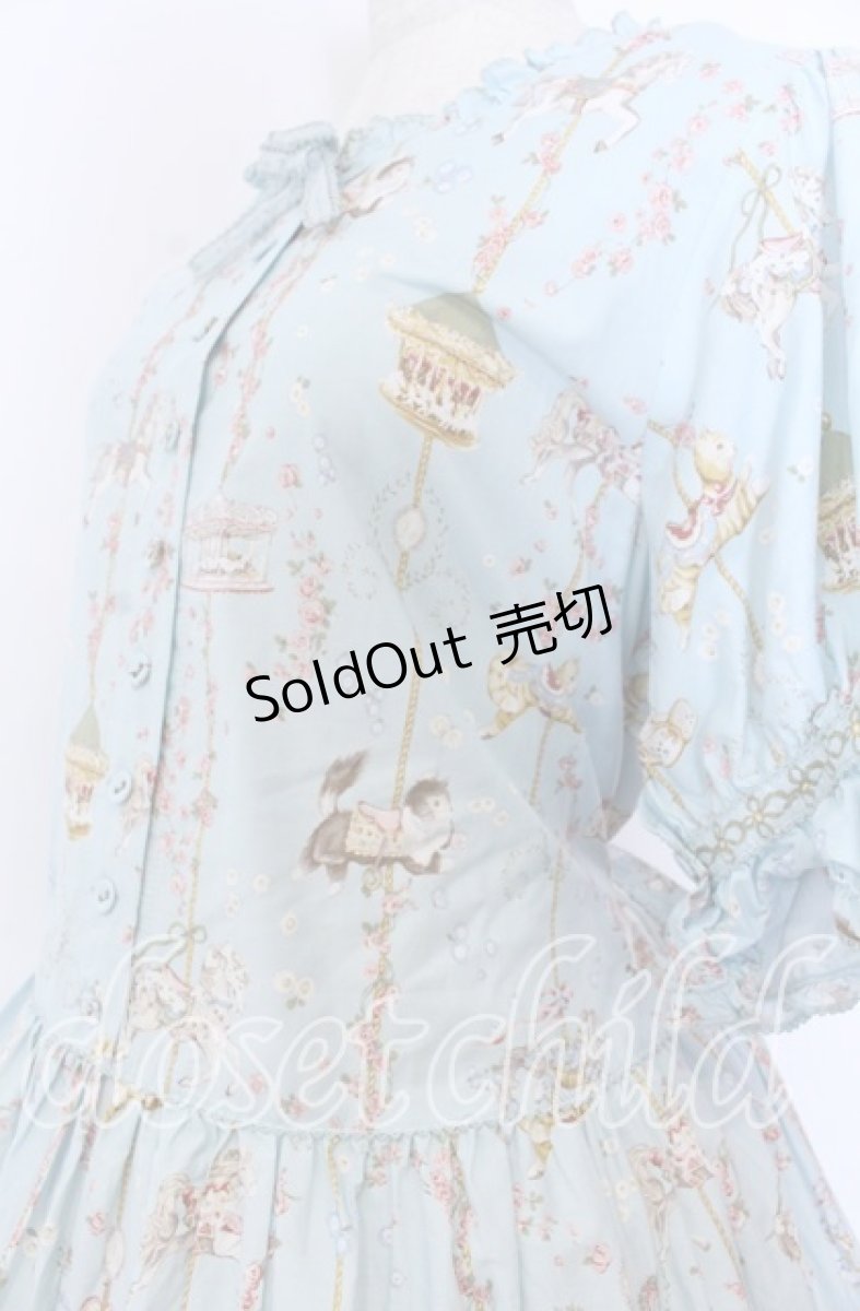 画像2: PINK HOUSE / メリーゴーラウンドプリントミディワンピース  サックス O-25-12-10-006-LO-OP-IG-OS (2)