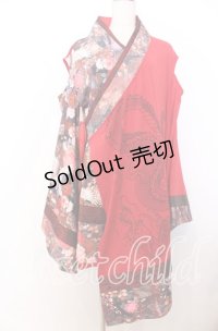 Qutie Frash / 肩あき着物カーデ  レッド O-25-12-10-007-QU-TO-OW-OS