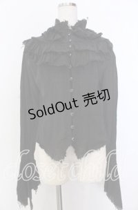 BPN / カットオフフリルガーゼブラウス M ブラック O-25-12-10-013-GO-BL-OW-OS