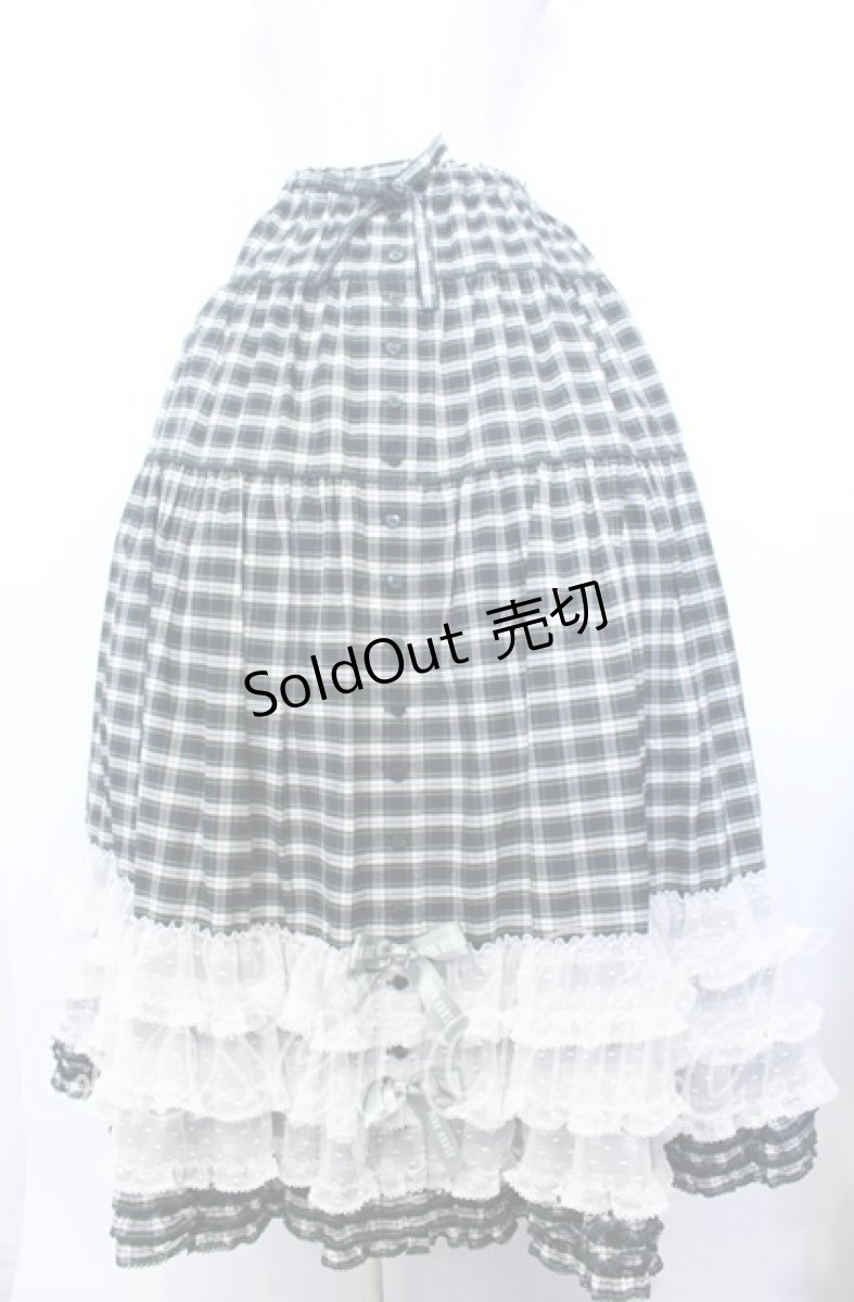 画像1: PINK HOUSE / オリジナルタータンピコフリルロングスカート  グリーン O-25-12-10-002-LO-SK-OW-OS (1)