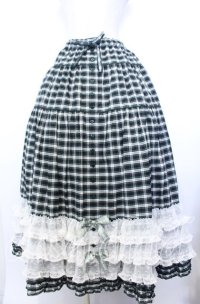 PINK HOUSE / オリジナルタータンピコフリルロングスカート  グリーン O-25-12-10-002-LO-SK-OW-OS