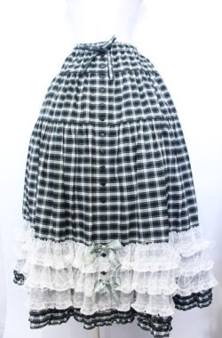 画像1: PINK HOUSE / オリジナルタータンピコフリルロングスカート  グリーン O-25-12-10-002-LO-SK-OW-OS