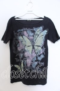 BATSU / バタフライptTシャツ M ブラック O-25-12-10-015-PU-TO-OW-OS