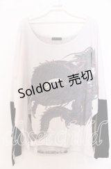 Qutie Frash / 気楡茶閃洸 ドルマンカットソー  ホワイト×ブラック O-25-12-10-023-QU-TO-IG-OS