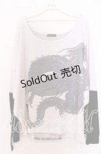 Qutie Frash / 気楡茶閃洸 ドルマンカットソー  ホワイト×ブラック O-25-12-10-023-QU-TO-IG-OS