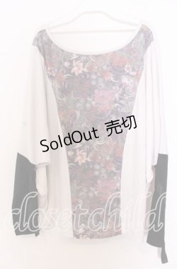 画像2: Qutie Frash / 気楡茶閃洸 ドルマンカットソー  ホワイト×ブラック O-25-12-10-023-QU-TO-IG-OS