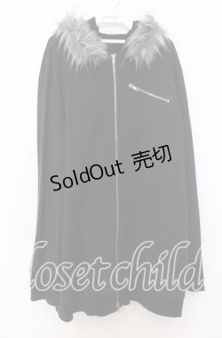 画像2: Deorart / アンティーク片翼プリントファー付裏毛２WAYパーカー  ブラック×ホワイト O-25-12-10-028-PU-TO-IG-OS