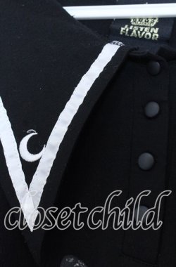 画像2: LISTEN FLAVOR / 薔薇と黒猫のコウモリセーラーワンピ  ブラック×ホワイト O-25-12-10-029-PU-OP-IG-OS