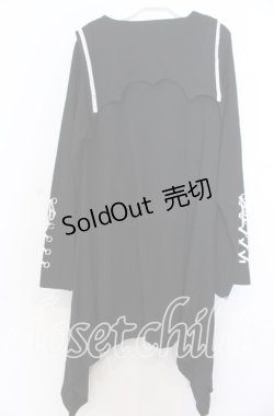 画像3: LISTEN FLAVOR / 薔薇と黒猫のコウモリセーラーワンピ  ブラック×ホワイト O-25-12-10-029-PU-OP-IG-OS