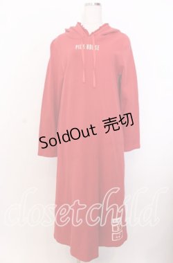 画像1: PINK HOUSE / ロゴプリントパーカーワンピース  アカ O-25-12-10-033-LO-OP-IG-OS