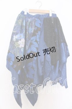 画像1: Qutie Frash / 和柄アシメスカート  ブルー O-25-12-10-036-QU-SK-OW-OS