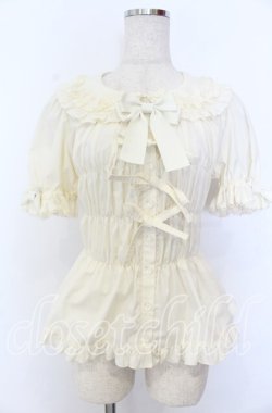 画像1: metamorphose / シャーリング半袖ブラウス 1 アイボリー O-25-12-10-037-ME-BL-OW-OS