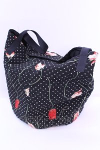 INGEBORG / ドットチューリップキルトバッグ  クロ O-25-12-11-1001-LO-BG-IG-OS
