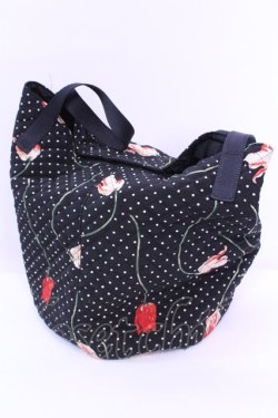 画像1: INGEBORG / ドットチューリップキルトバッグ  クロ O-25-12-11-1001-LO-BG-IG-OS