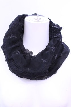 画像1: NAOTO SEVEN / クロスptスヌード  ブラック O-25-12-11-1030-HN-ZA-OW-OS