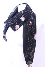 画像1: INGEBORG / ドットチューリップストール  クロ O-25-12-11-1033-LO-ZA-IG-ZT422-F006 (1)