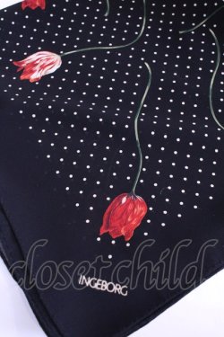 画像2: INGEBORG / ドットチューリップストール  クロ O-25-12-11-1033-LO-ZA-IG-OS