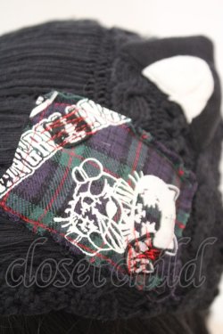 画像2: HANGRY&ANGRY / ワッペン付き猫耳ニットキャップ  ブラック O-25-12-11-1043-HN-AC-OW-OS