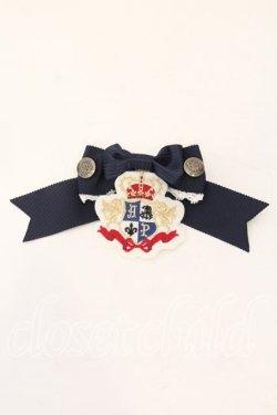 画像1: ALICE and the PIRATES / Chester&Maisyワッペン付きリボンブローチ  ネイビー O-25-12-13-001-PA-AC-IG-OS