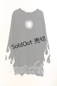 KRY CLOTHING / 「炎上ダメージロンT」  ブラック O-25-12-13-037-EL-TO-OW-ZT515