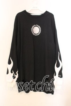 画像1: KRY CLOTHING / 「炎上ダメージロンT」  ブラック O-25-12-13-037-EL-TO-OW-OS