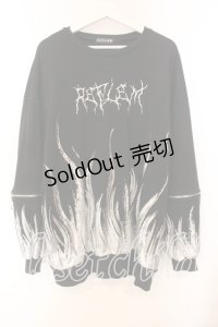 REFLEM / ファイヤーパターンptスウエットトレーナー F ブラック O-25-12-13-041-PU-TO-OW-ZT1217U