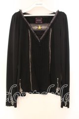 OZZ ANGELO / ストーン付き切り替えカットソー  ブラック O-25-12-13-046-OO-TO-IG-OS