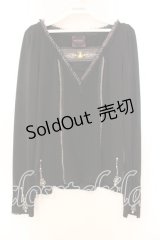 OZZ ANGELO / ストーン付き切り替えカットソー  ブラック O-25-12-13-046-OO-TO-IG-OS