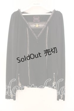 画像1: OZZ ANGELO / ストーン付き切り替えカットソー  ブラック O-25-12-13-046-OO-TO-IG-OS