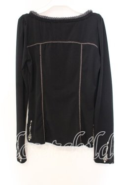 画像4: OZZ ANGELO / ストーン付き切り替えカットソー  ブラック O-25-12-13-046-OO-TO-IG-OS