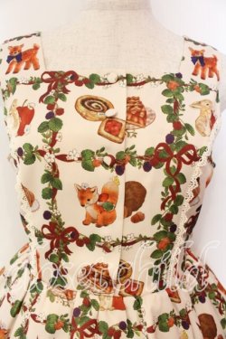 画像2: axes femme kawaii / 森のケーキ屋さん柄ジャンスカ  アイボリー O-25-12-13-005-AX-OP-IG-OS