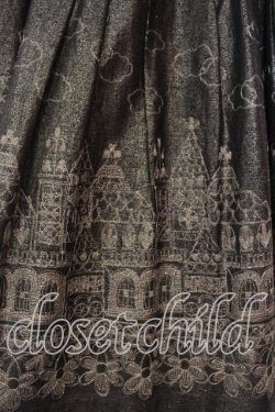 画像2: Jane Marple / お城刺繍スカート Ｍ クロ×シルバー O-25-12-13-055-JM-SK-IG-OS