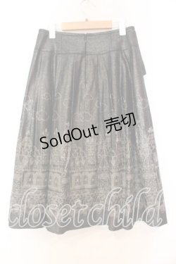 画像3: Jane Marple / お城刺繍スカート Ｍ クロ×シルバー O-25-12-13-055-JM-SK-IG-OS