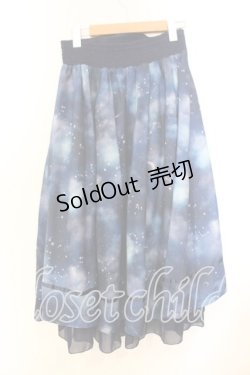 画像2: axes femme / ステラプリントイレヘムスカート  ネイビー O-25-12-13-062-AX-SK-IG-OS