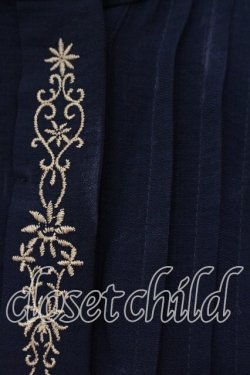 画像2: axes femme / 袖刺繍Aラインシャツワンピース  ネイビー O-25-12-13-071-AX-OP-IG-OS